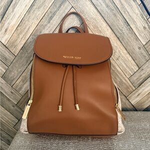 Michael Kors Brown and Cream Backpack